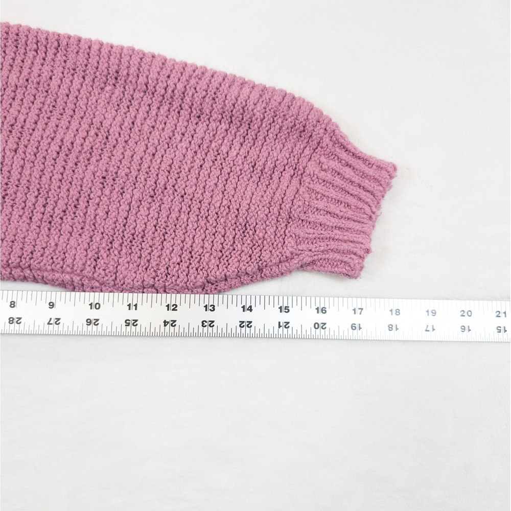 American Eagle Knit Sweater Women M Pink Ribbed Slouchy Soft Girl Cabincore Cozy - Picture 8 of 10